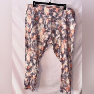 MTA Sport Abstract Patterned Leggings - Orange and Blue